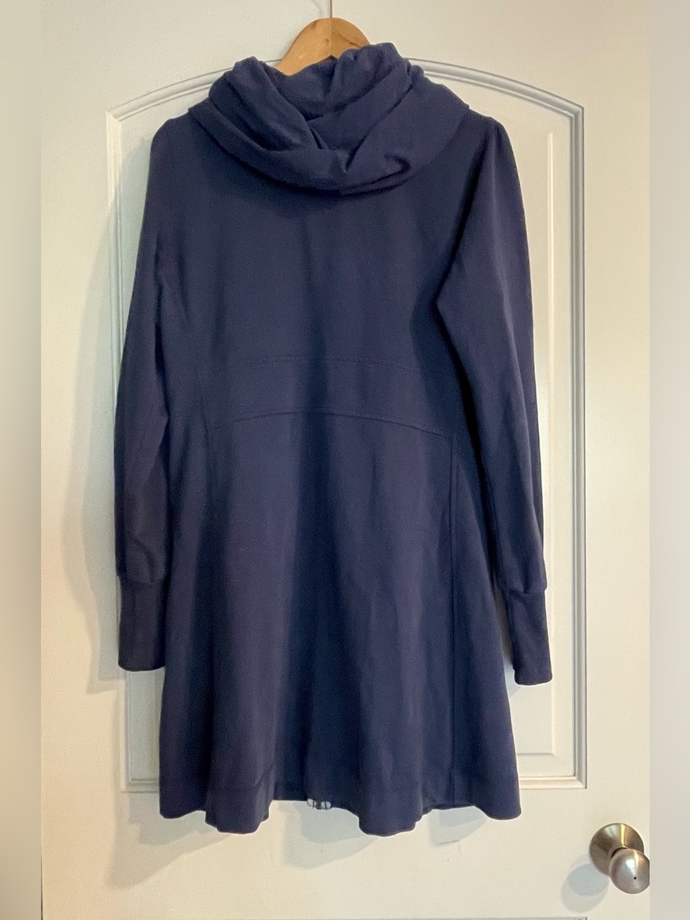 C.M.C. Color Me Cotton Women’s Navy Hooded Zip Front Long Tunic Jacket M - Picture 2 of 8